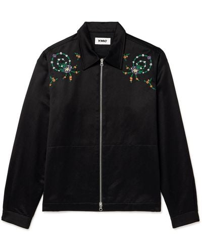 YMC Bowie Embroidered Brushed Cotton-blend Twill Blouson Jacket - Black