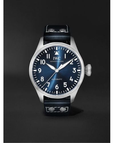 IWC Schaffhausen Big Pilot's Automatic 43mm Stainless Steel And Leather Watch - Black