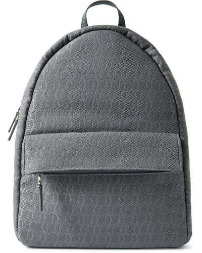 Christian Louboutin Zip N Flap Logo-jacquard Cotton-canvas Backpack - Gray