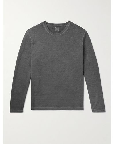 120% Lino Stretch-linen And Cotton-blend Sweatshirt - Grey