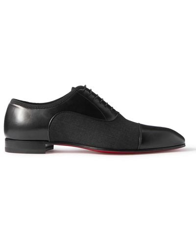 Christian Louboutin Greggo Leather And Canvas Oxford Shoes - Black
