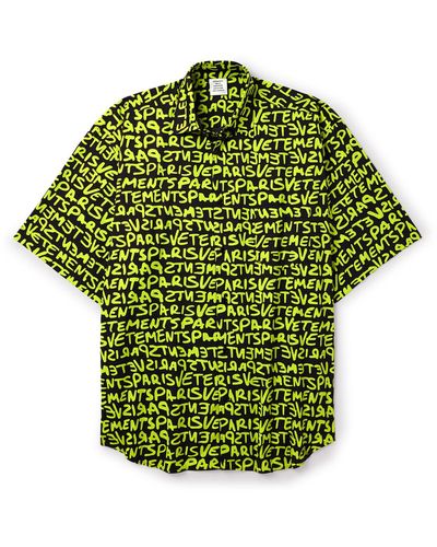 Vetements Logo-print Cotton-poplin Shirt - Green
