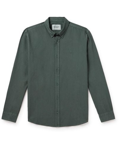 Carhartt Bolton Button-down Collar Logo-embroidered Cotton Oxford Shirt - Green