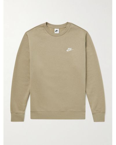 Nike Nsw Logo-embroidered Cotton-blend Jersey Sweatshirt - Natural