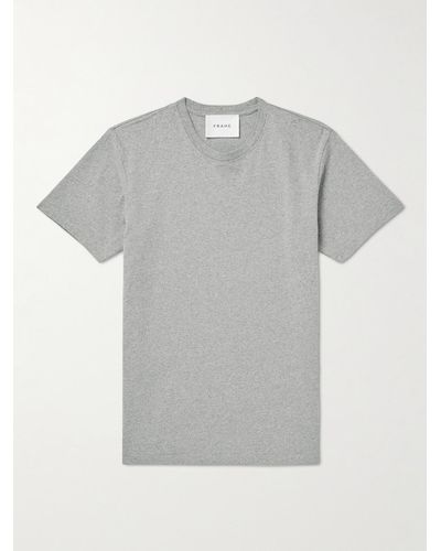 FRAME T-Shirt aus Baumwoll-Jersey mit Logostickerei - Grau