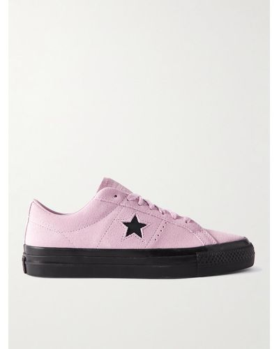 Converse One Star Pro Sneakers aus Veloursleder mit Lederbesatz - Pink