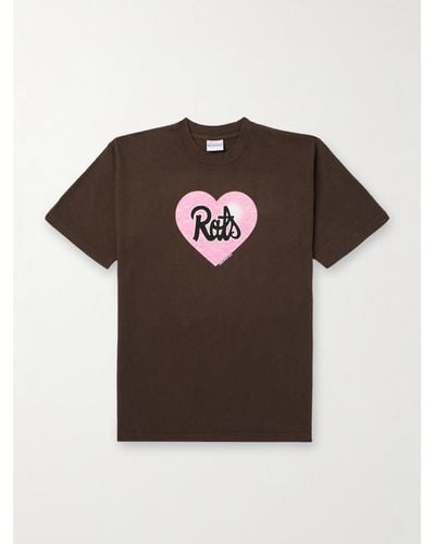 Stray Rats T-shirt in jersey di cotone con logo - Marrone