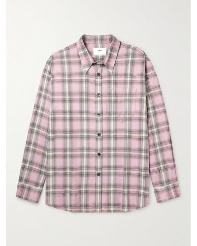 Ami Paris Checked Flannel Shirt - Pink