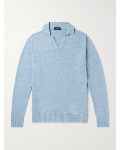 Incotex Cotton-blend Bouclé Sweatshirt - Blue
