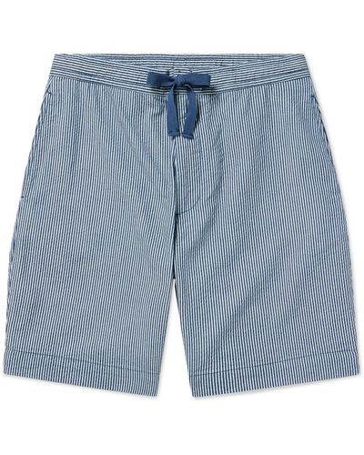 Officine Generale Joaquim Striped Cotton-seersucker Drawstring Shorts - Blue