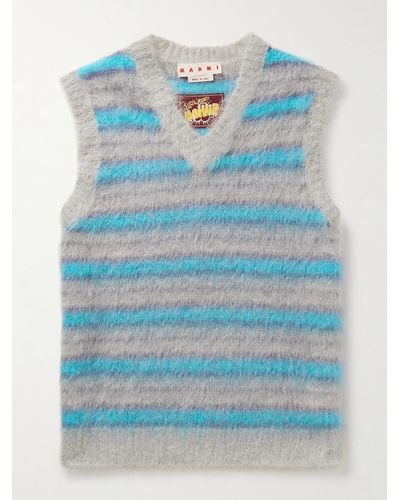 Marni Brushed Striped Mohair-blend Sweater Vest - Blue