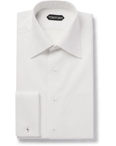 Tom Ford Double-cuff Cotton-piqué Tuxedo Shirt - White