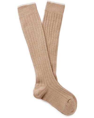 Brunello Cucinelli Ribbed Cashmere Socks - Natural