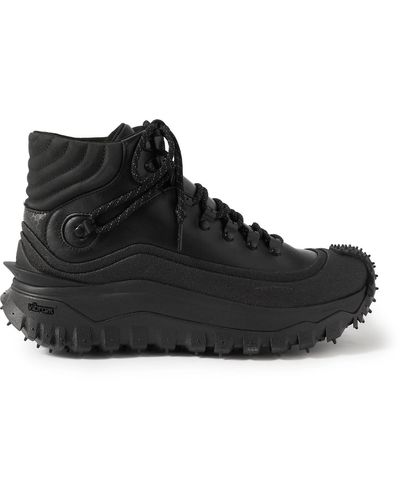 Moncler Traingrip Gtx Outdoor Leather High-top Sneakers - Black