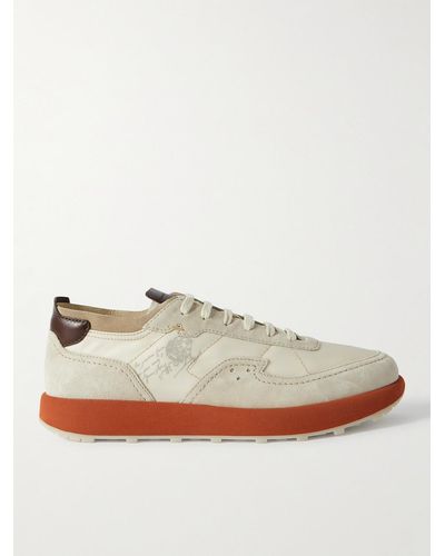 Berluti Light Track Venezia Leather And Suede-trimmed Mesh Trainers - Natural