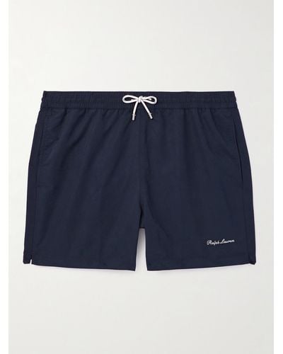 Ralph Lauren Purple Label Amalfi Straight-leg Logo-embroidered Swim Shorts - Blue