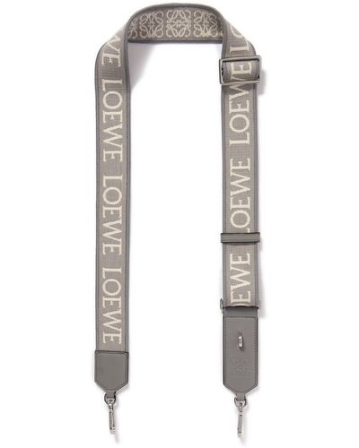 Loewe Leather-trimmed Logo-jacquard Canvas Strap - White