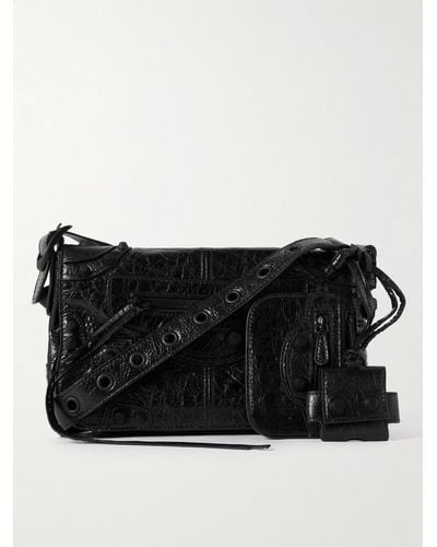 Balenciaga Le Cagole Umhängetasche aus Leder mit Krokodileffekt - Schwarz