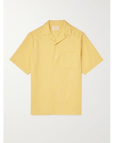 Portuguese Flannel Convertible-collar Cotton-piqué Shirt - Yellow