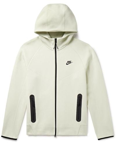 Nike Logo-print Cotton-blend Tech Fleece Zip-up Hoodie - White
