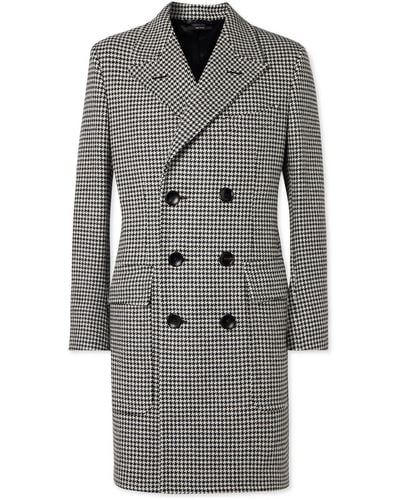 Tom Ford Slim-fit Double-breasted Houndstooth Wool Coat - Gray