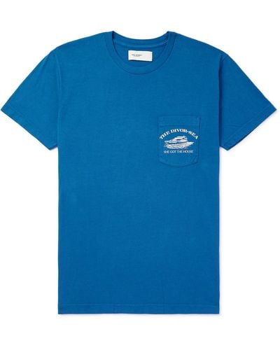 Local Authority Divorsea Printed Cotton-jersey T-shirt - Blue