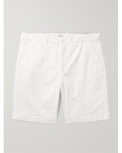 Hartford Byron Slim-fit Straight-leg Garment-dyed Cotton And Linen-blend Shorts - White