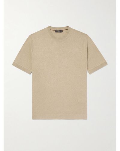 Loro Piana T-shirt in misto seta e lino - Neutro