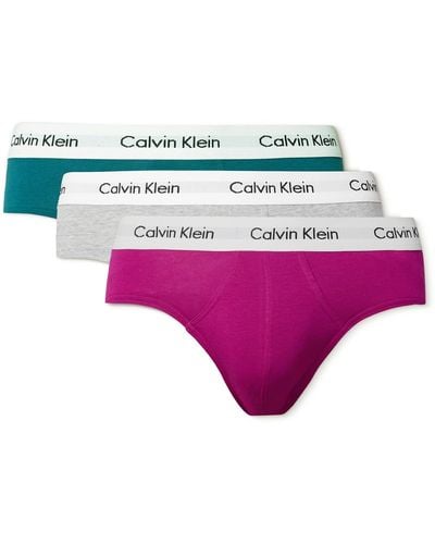 Calvin Klein Three-pack Stretch-cotton Briefs - Pink