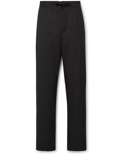 Rag & Bone Bradford Straight-leg Wool-blend Piqué Drawstring Pants - Black