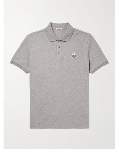 Moncler Logo-appliquéd Cotton-piqué Polo Shirt - Grey