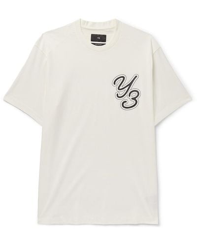 Y-3 Oversized Logo-print Cotton-blend Jersey T-shirt - White