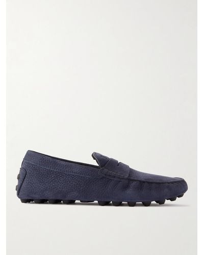 Tod's City Shearling-lined Nubuck Driving Shoes - Blue