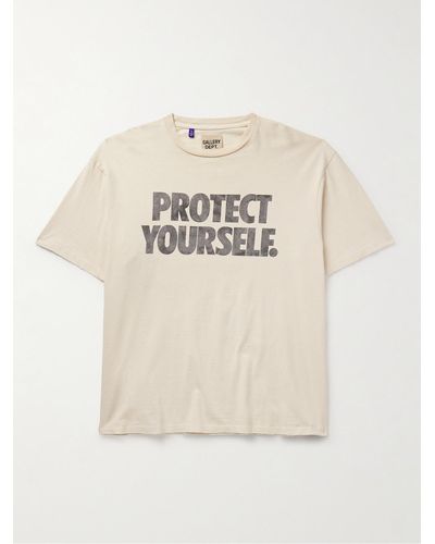GALLERY DEPT. T-shirt in jersey di cotone effetto invecchiato con stampa - Neutro