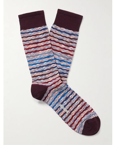 Missoni Socken aus einer Baumwollmischung in Häkelstrick - Blau
