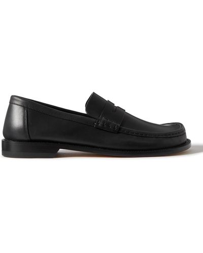 Loewe Campo Leather Penny Loafers - Black