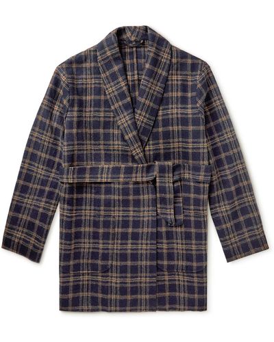 De Bonne Facture Belted Checked Wool Jacket - Gray