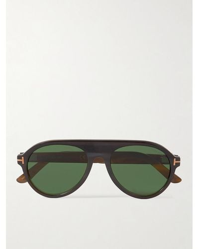 Tom Ford Aviator-style Horn Sunglasses - Green