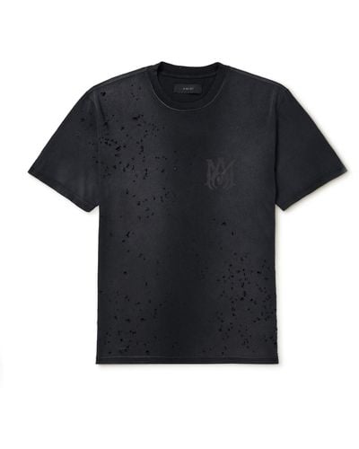 Amiri Shotgun Logo-print Distressed Cotton-jersey T-shirt - Black