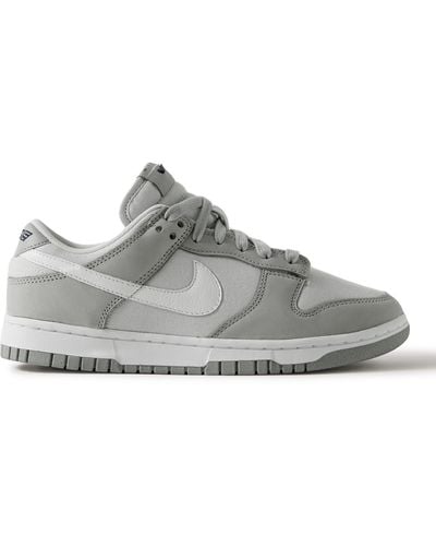 Nike Dunk Low Lx Leather And Suede-trimmed Drill Sneakers - Gray