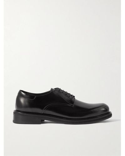 Canali Glossed-leather Derby Shoes - Black
