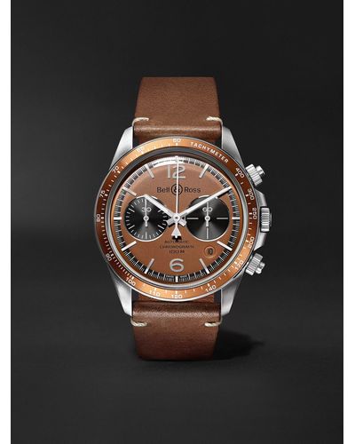 Bell & Ross Revolution Bellytanker Dusty Limited Edition Automatic Chronograph 41mm Steel And Leather Watch - Brown