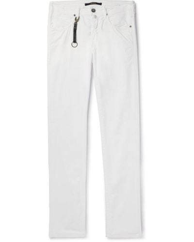 Incotex Straight-leg Stretch Lyocell And Cotton-blend Poplin Pants - White