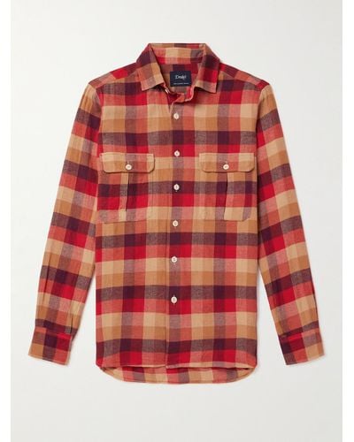 Drake's Checked Cotton-madras Shirt - Red