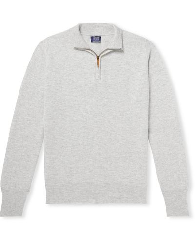 William Lockie Oxton Slim-fit Cashmere Half-zip Sweater - White