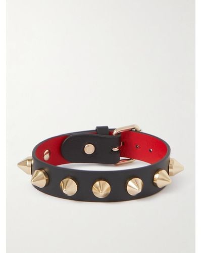 Christian Louboutin Loubilinked Spiked Leather Bracelet - Red
