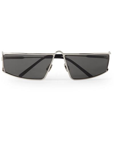 Saint Laurent New Wave Rectangular-frame Silver-tone Sunglasses - Gray