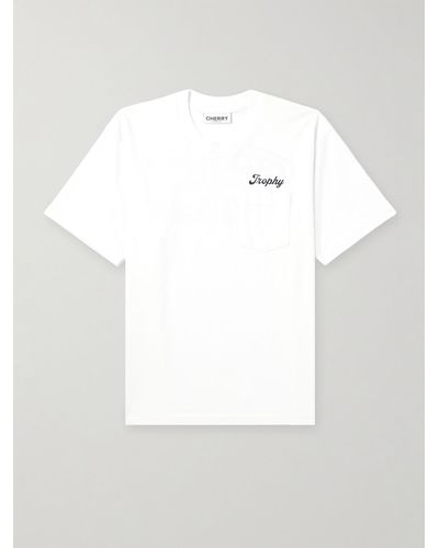 CHERRY LA Trophy Logo-print Garment-dyed Cotton-jersey T-shirt - White