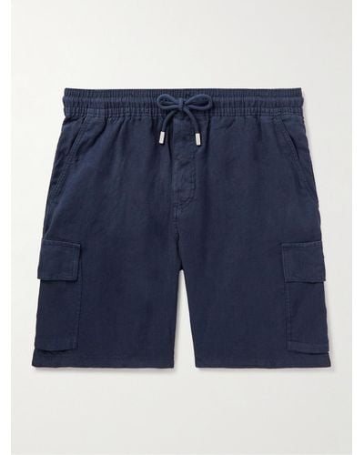 Vilebrequin Straight-leg Linen Drawstring Cargo Shorts - Blue