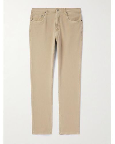 Faherty Slim-fit Cotton-blend Jersey Trousers - Natural